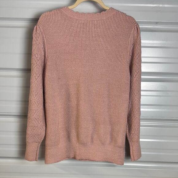 Liz Claiborne Pink Crew Neck Sweater with Ribbed Texture - Picture 6 of 6